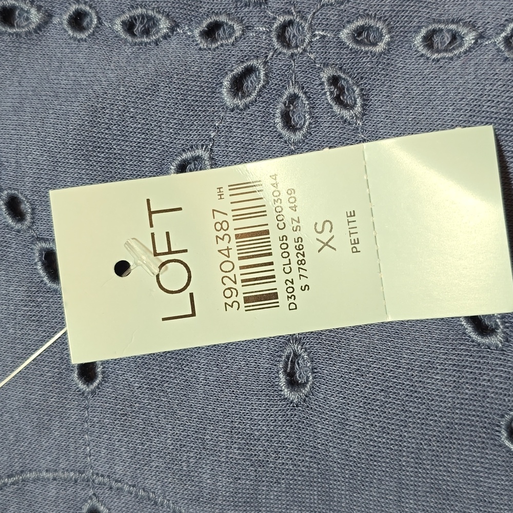 LOFT Petite Eyelet Mixed Media Short Sleeve Sweatshirt - Picture 6 of 10